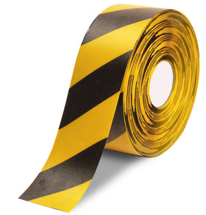 Bande signalisation sol jaune et noir adhésif 100mm
